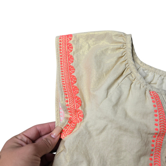 Tea Collection Gold Shimmer Embroidered Girl's Dress Size: 8 - Picture 5 of 5